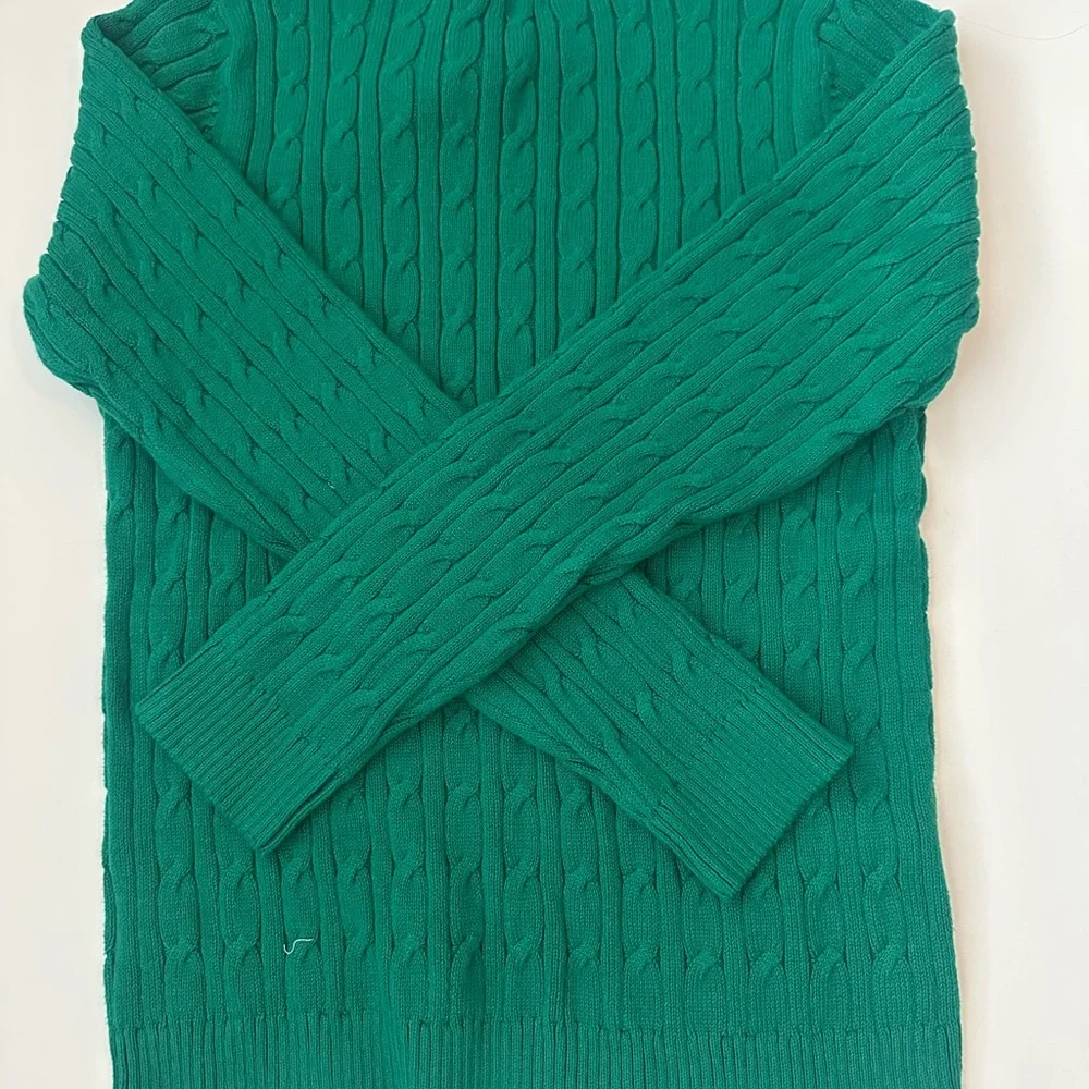 Charter Club Marine Green Cable Women’s  knit Gold button sweater  XL/P NWT - Picture 6 of 8